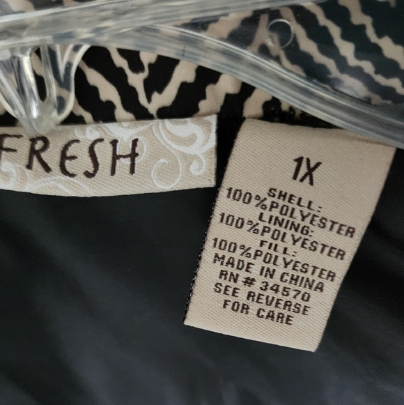 Vintage Fresh Vest Women's Black Beige Chevron Full Zip Pockets Sz 1X - Picture 10 of 11